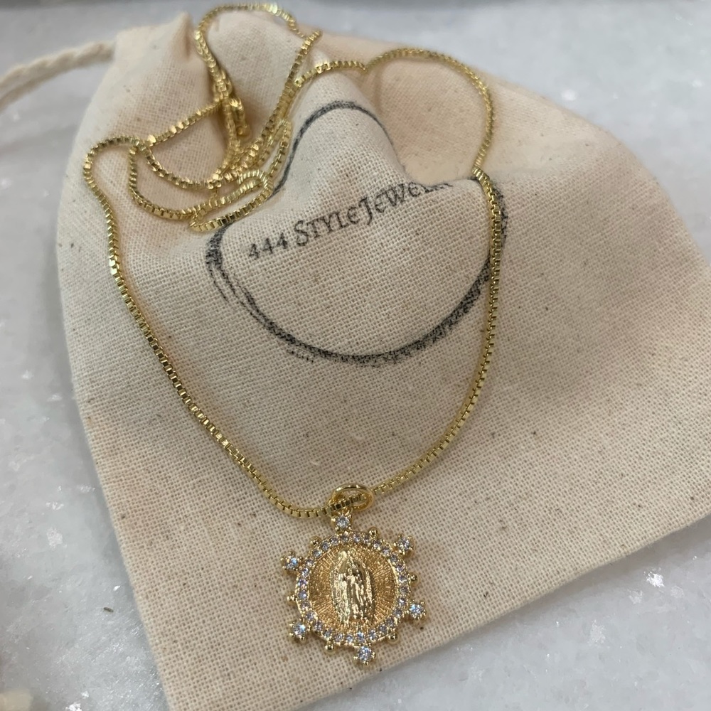 Dainty Virgin Mary Necklace | 14K Gold Filled - Picture 1 of 8